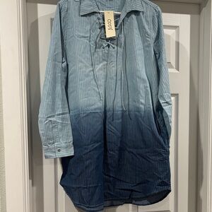 Oddy Gradient Blue Lace-Up Tunic